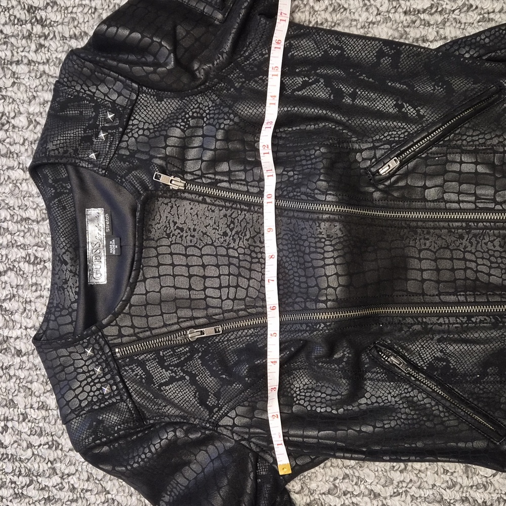Guess Black Croc-Embossed Women's Jacket Size M - Picture 11 of 14